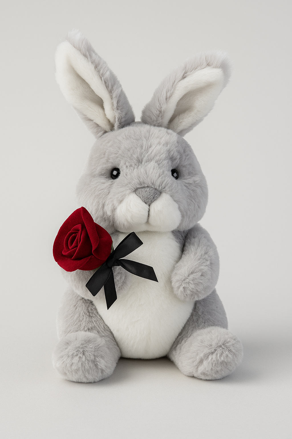 Didelis pliušinis zuikutis su rože