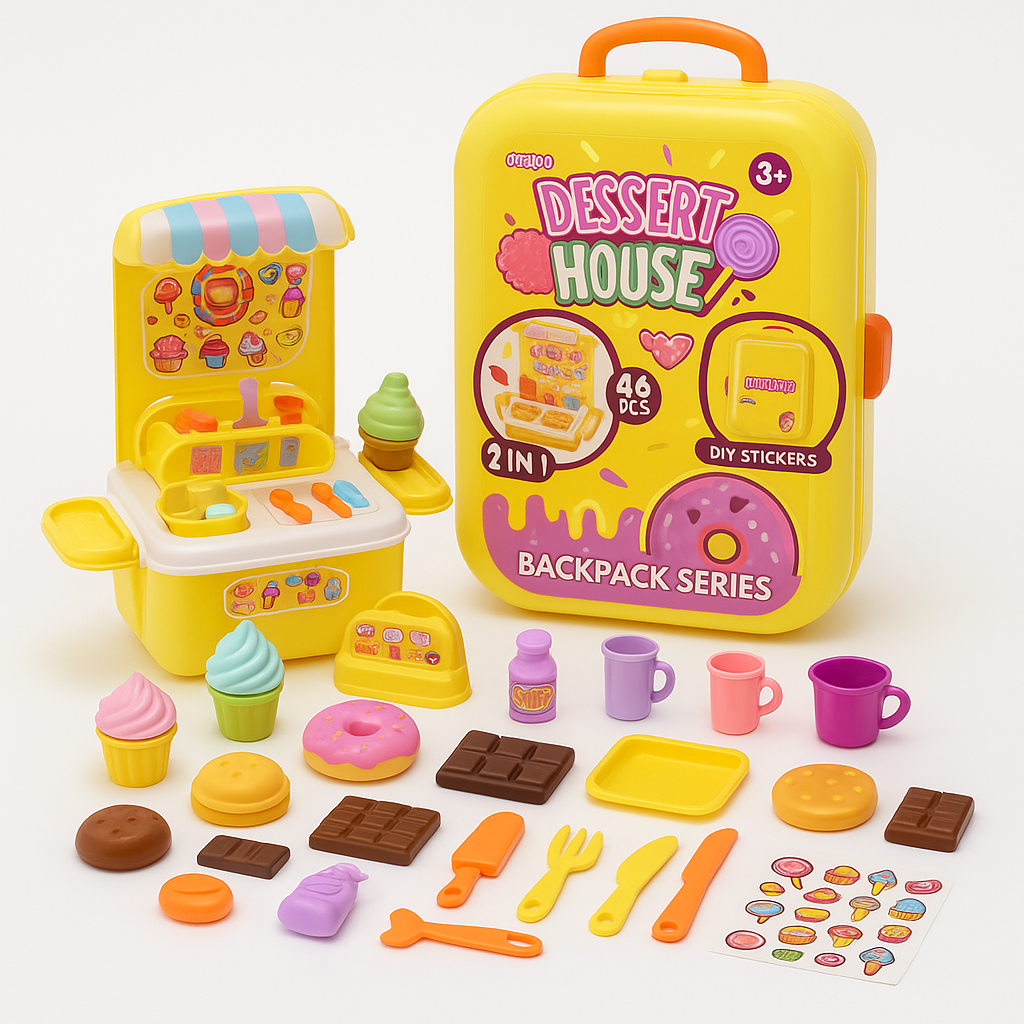 Žaislinis desertų rinkinys lagamine Dessert House Backpack Series (46 vnt.)