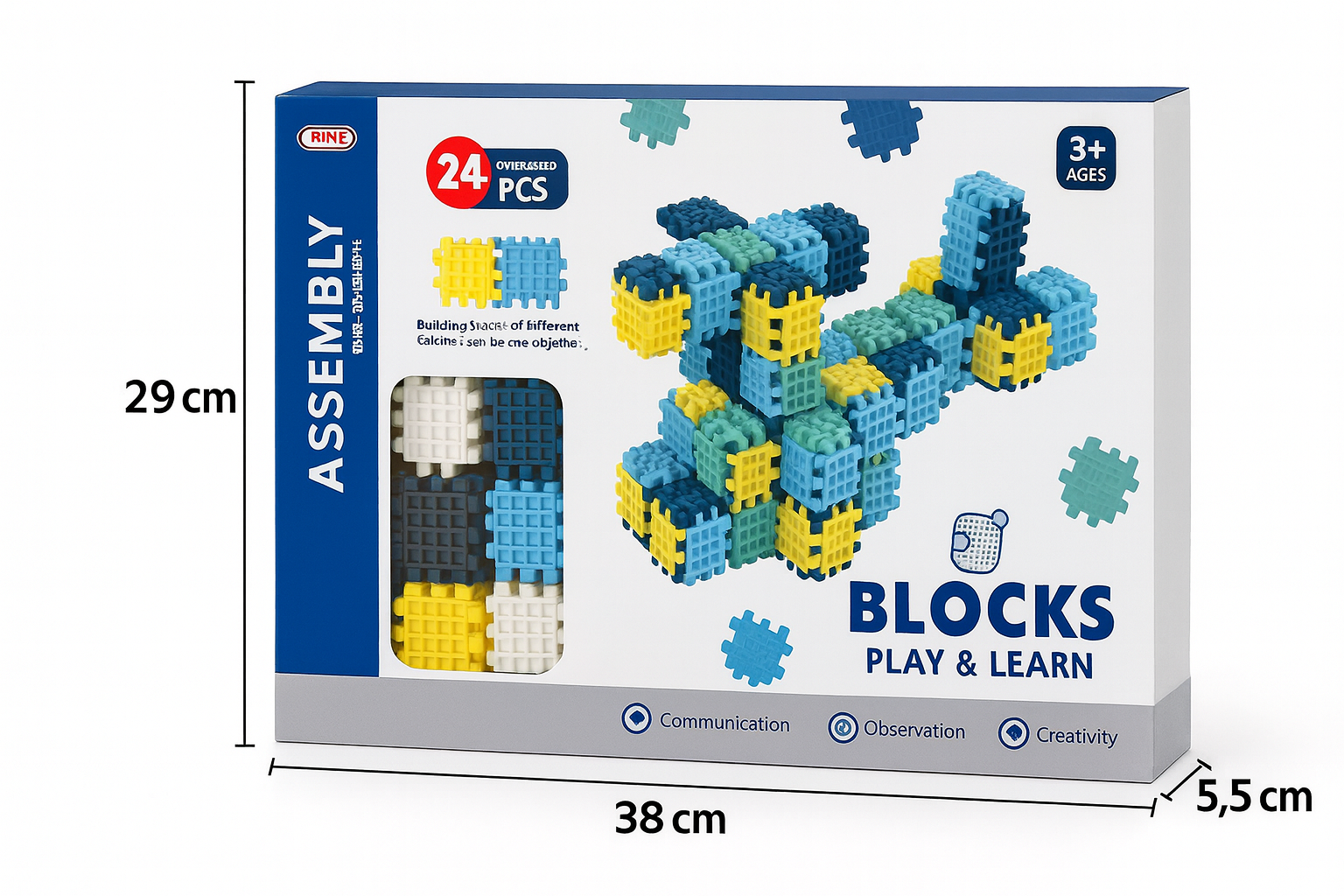 Konstruktorius „Blocks Play & Learn“ (24 detalės) 🧩✈️