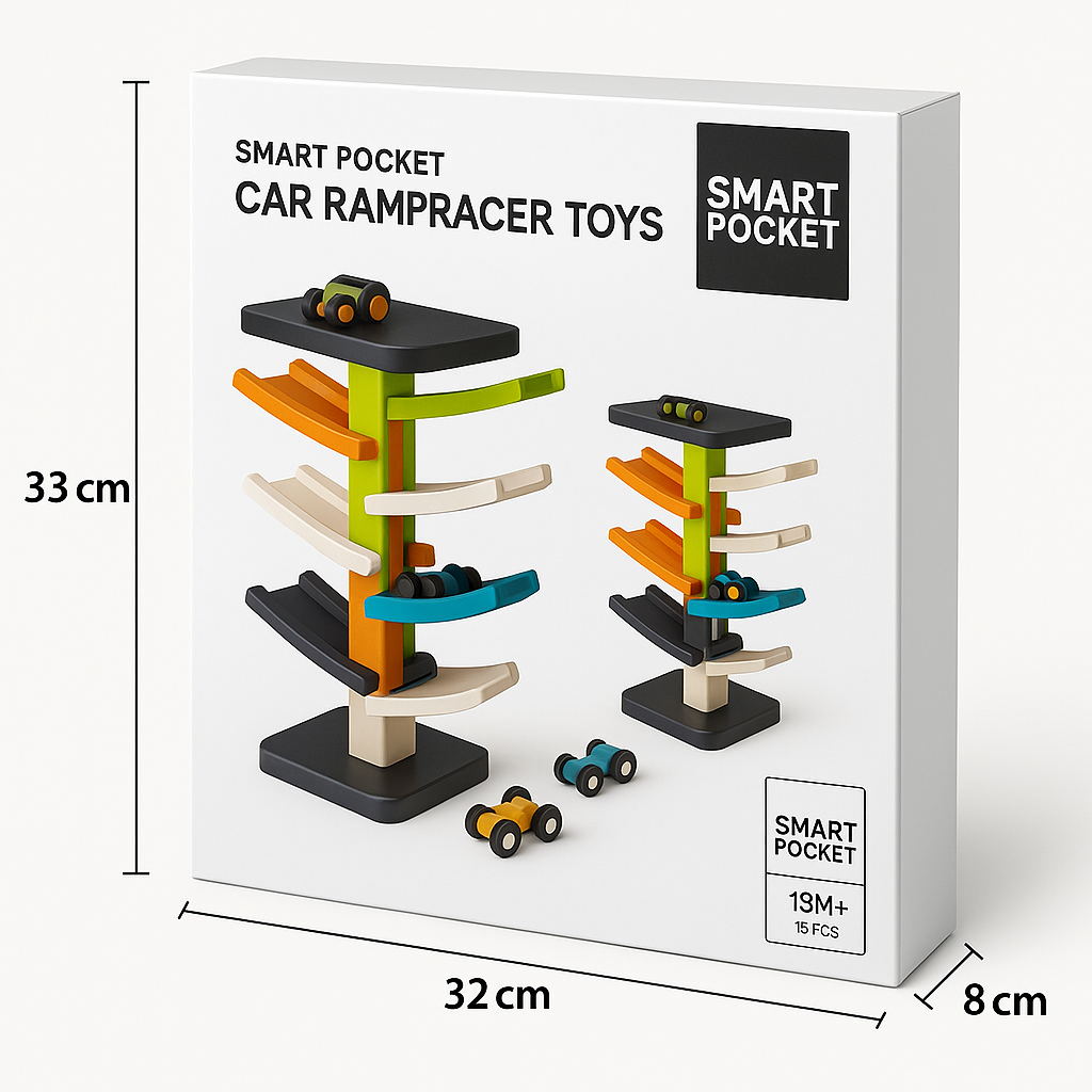 Medinė automobilių lenktynių trasa „Smart Pocket Car Rampracer Toys“