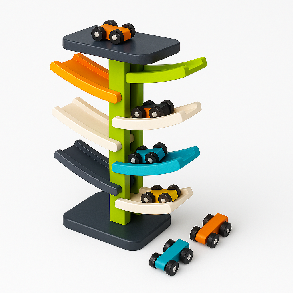 Medinė automobilių lenktynių trasa „Smart Pocket Car Rampracer Toys“