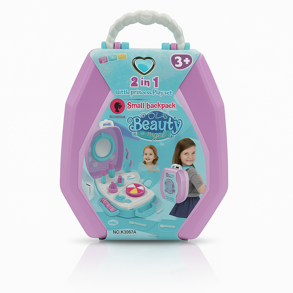 Vaikiškas grožio rinkinys kuprinėje su aksesuarais - violetine