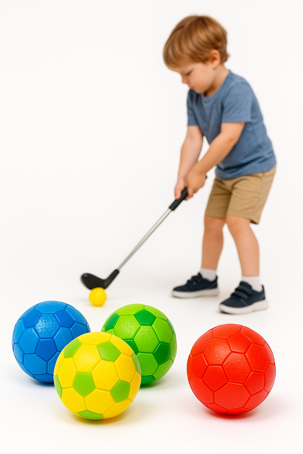 Vaikiškas golfo rinkinys su lazda ir kamuoliukais