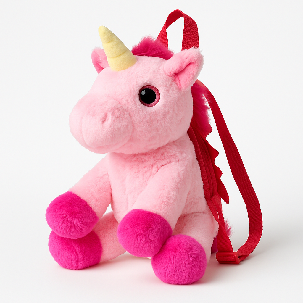 Pliušinė kuprinė „Rožinis vienaragis“