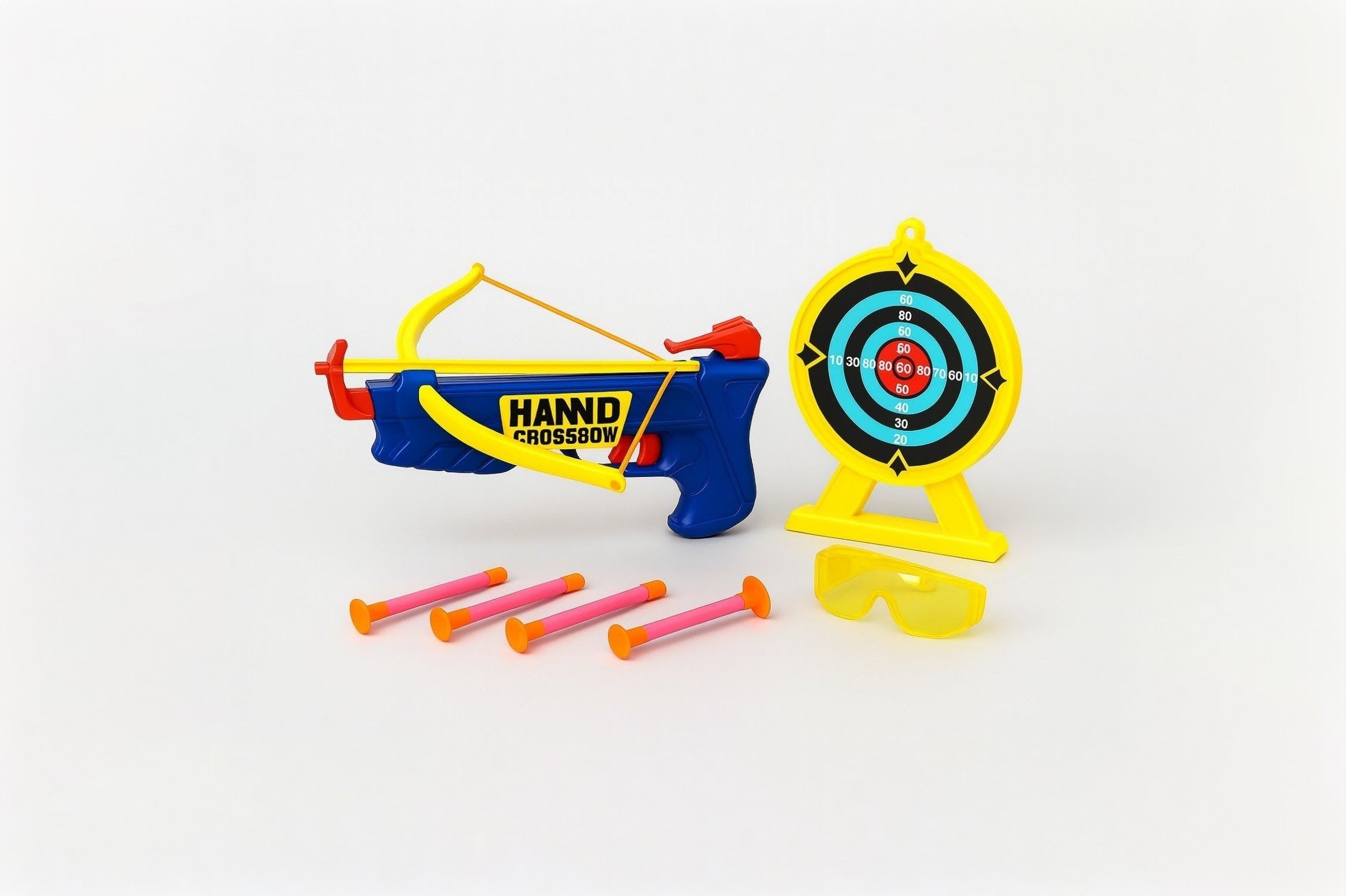 Žaislinis rankinis arbaletas su taikiniu