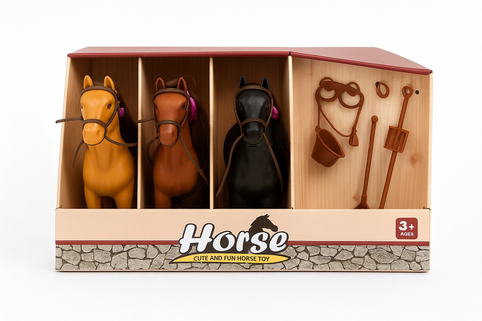 Žaislinių arkliukų rinkinys su priedais