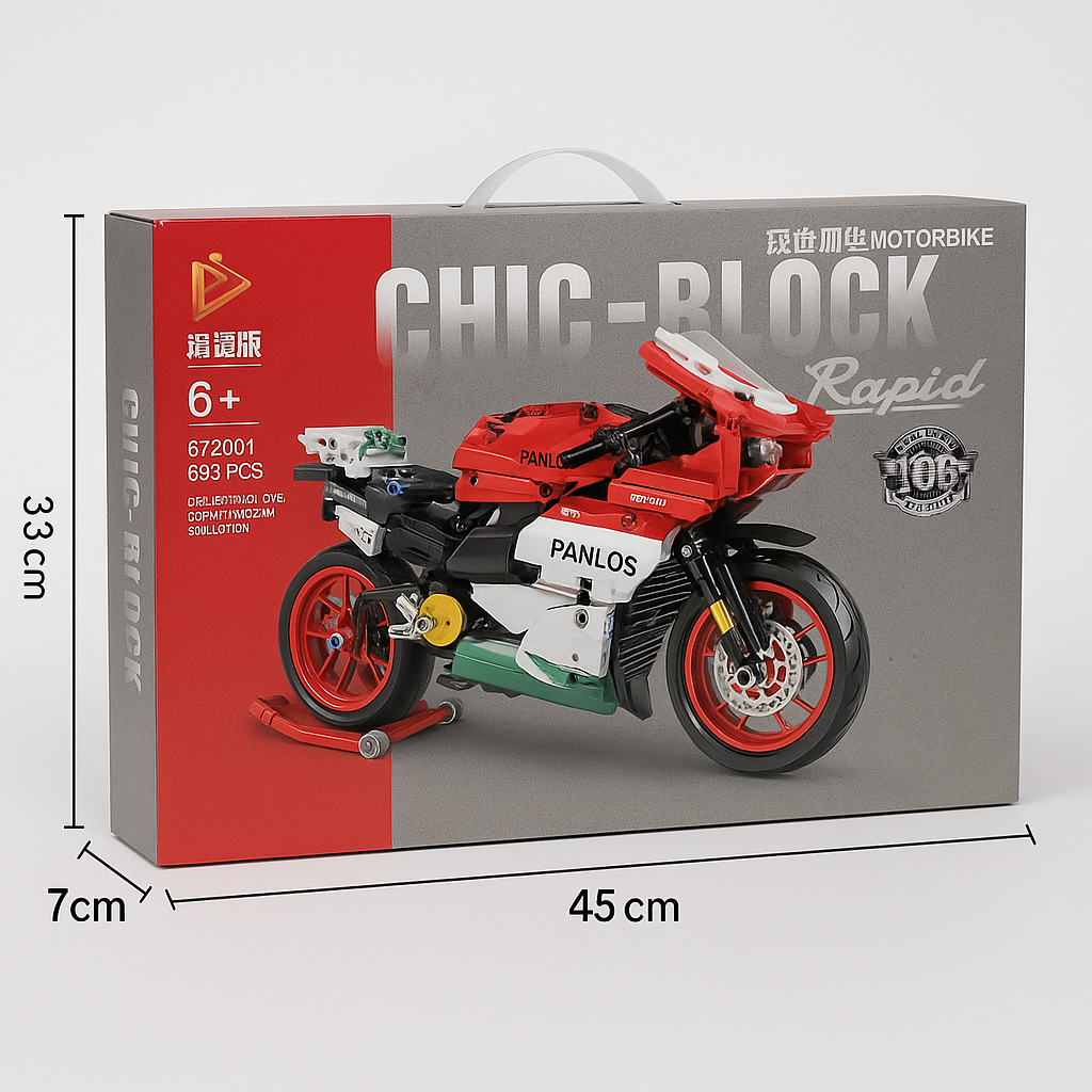 Greitasis sportinis motociklas – 693 detalių konstruktorius