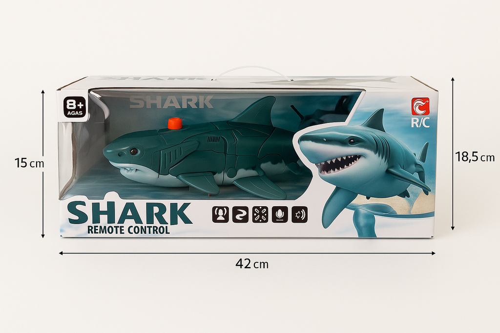 Nuotolinio valdymo žaislinis ryklys „Shark RC“