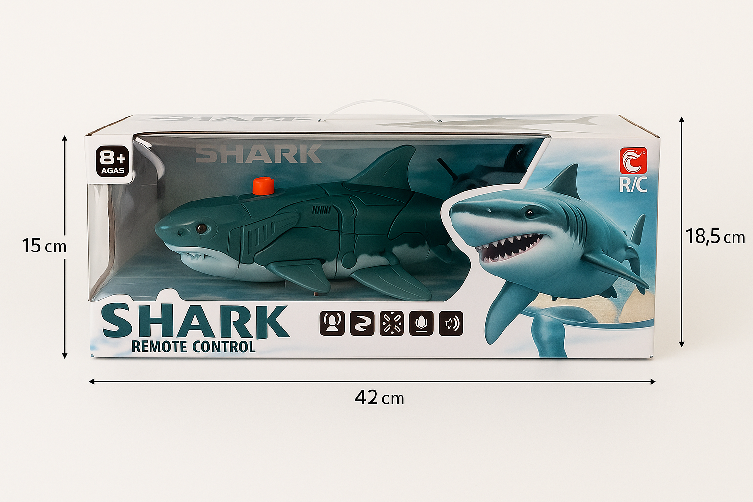 Nuotolinio valdymo žaislinis ryklys „Shark RC“