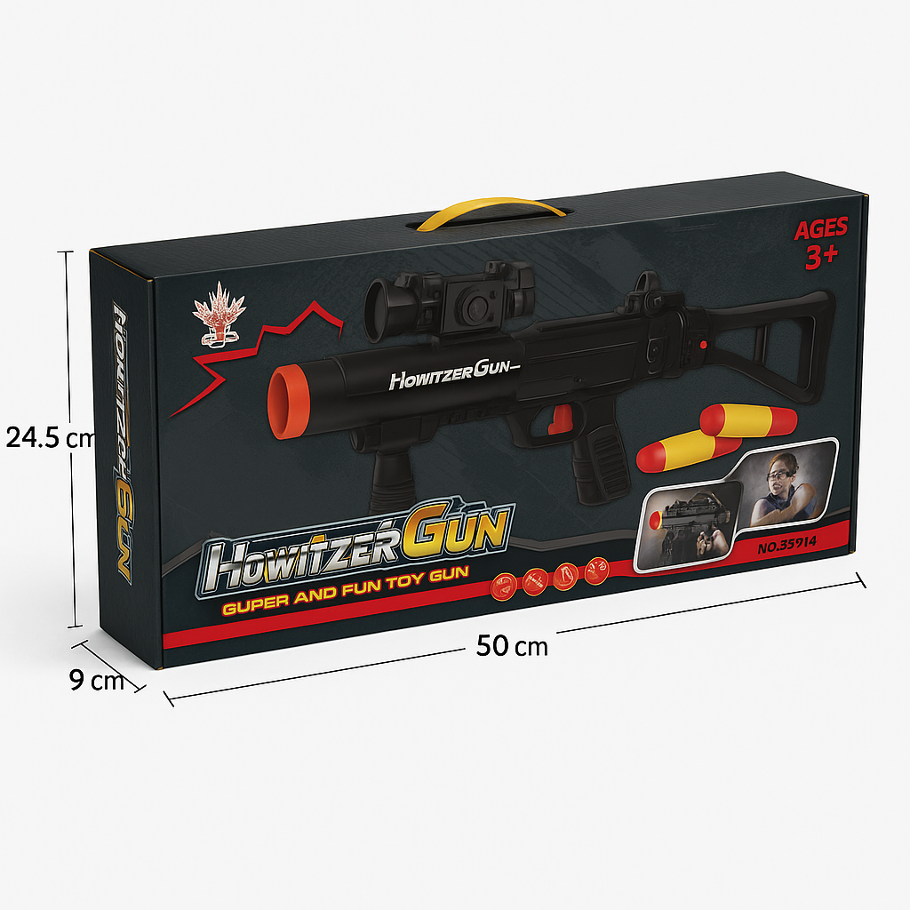 „Howitzer Gun“ vaikų nuotykių šautuvas su minkštais šoviniais