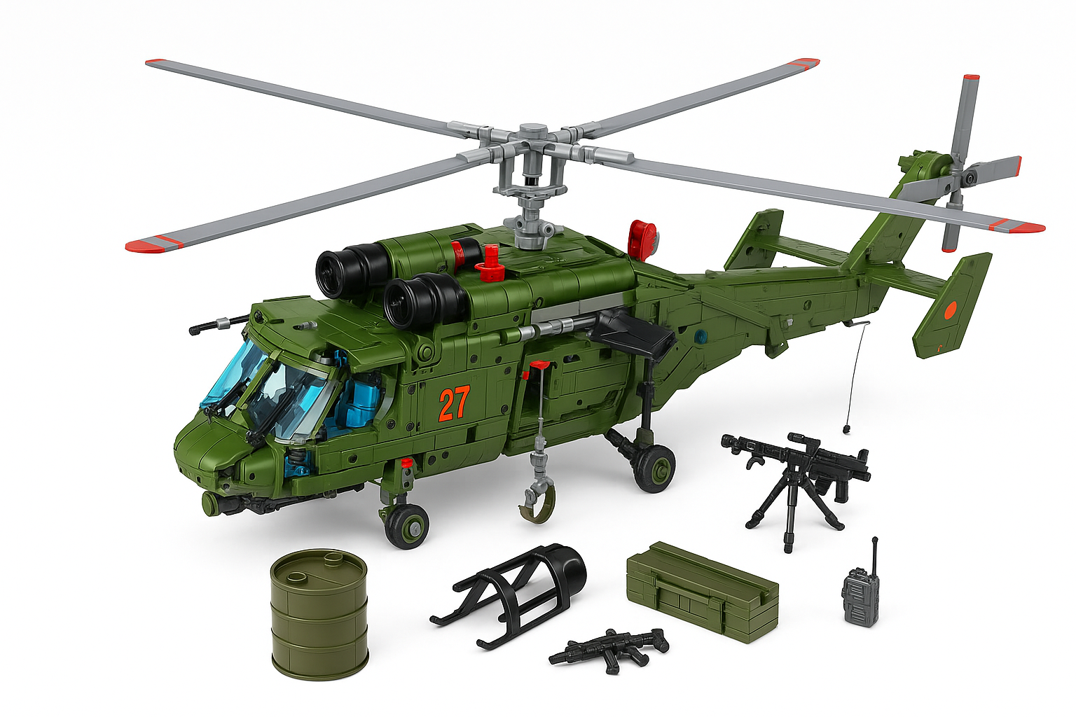 Didysis karinis kovinis sraigtasparnis – 1800 detalių konstruktorius