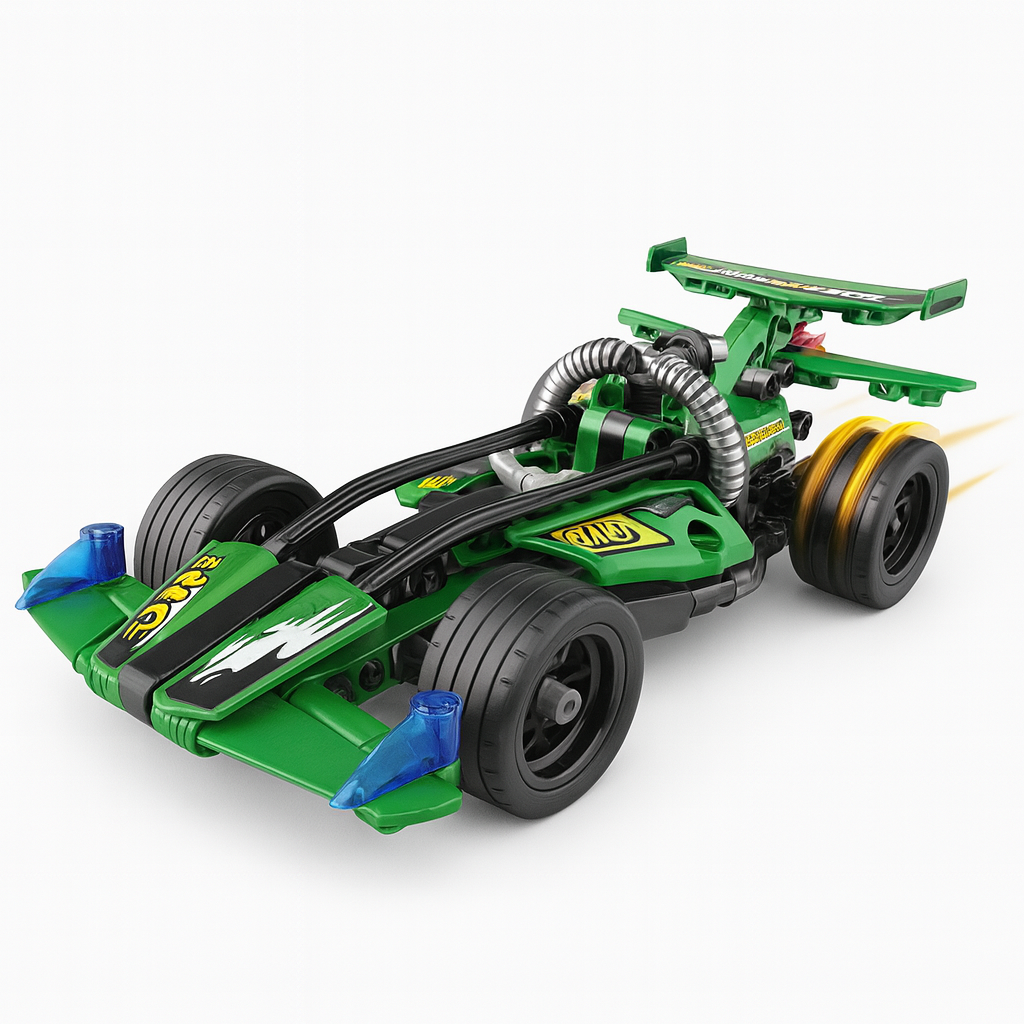 MecFactor „Pull Back“ Greitųjų lenktynių bolidas – 2in1 konstravimo rinkinys