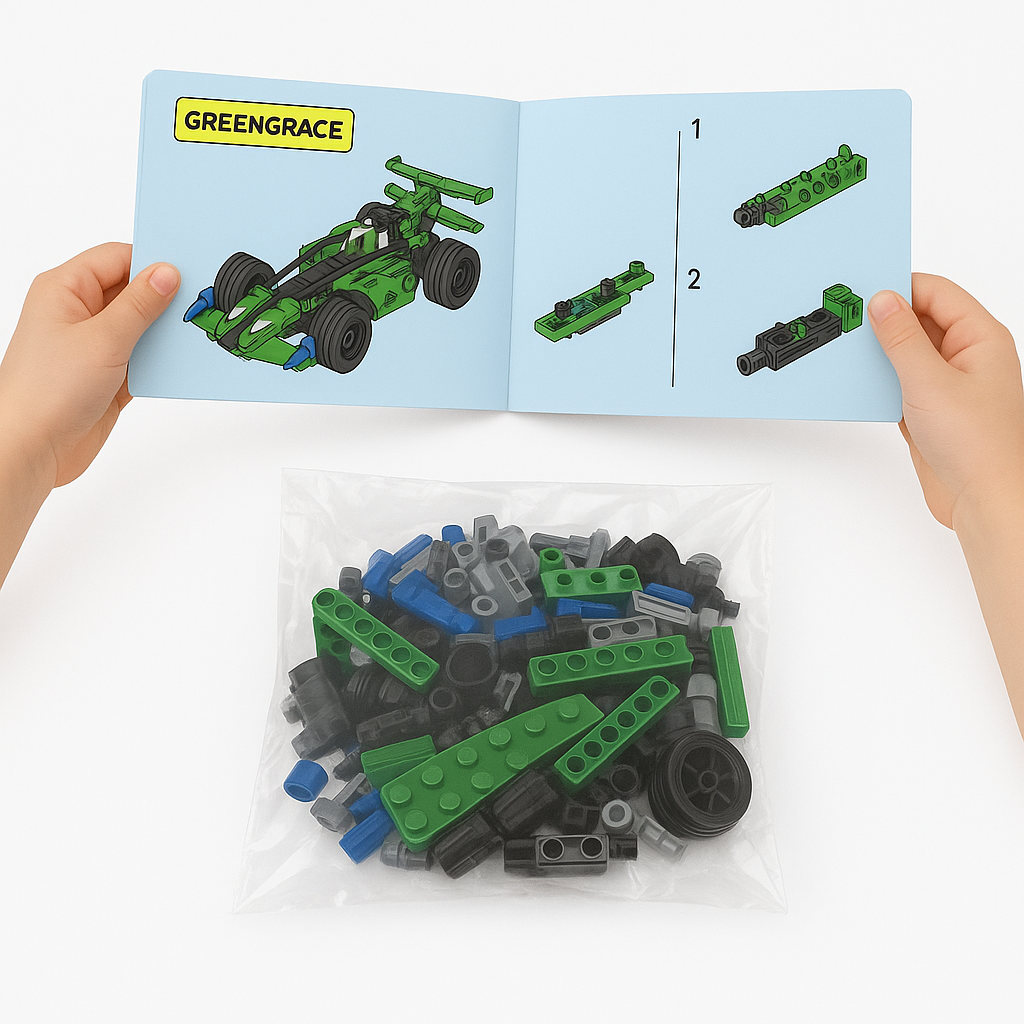 MecFactor „Pull Back“ Greitųjų lenktynių bolidas – 2in1 konstravimo rinkinys