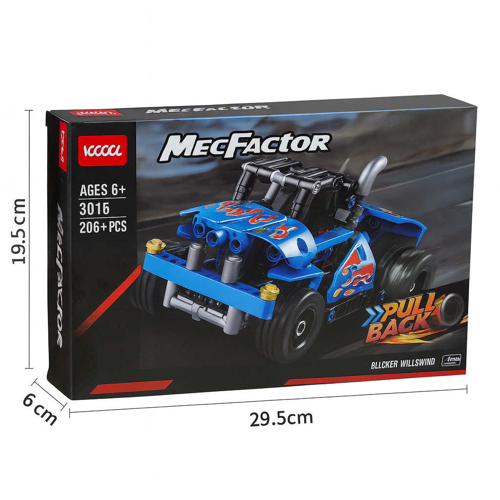 Sportinis automobilis – „Pull Back Blue Racer“ (206 detalių)