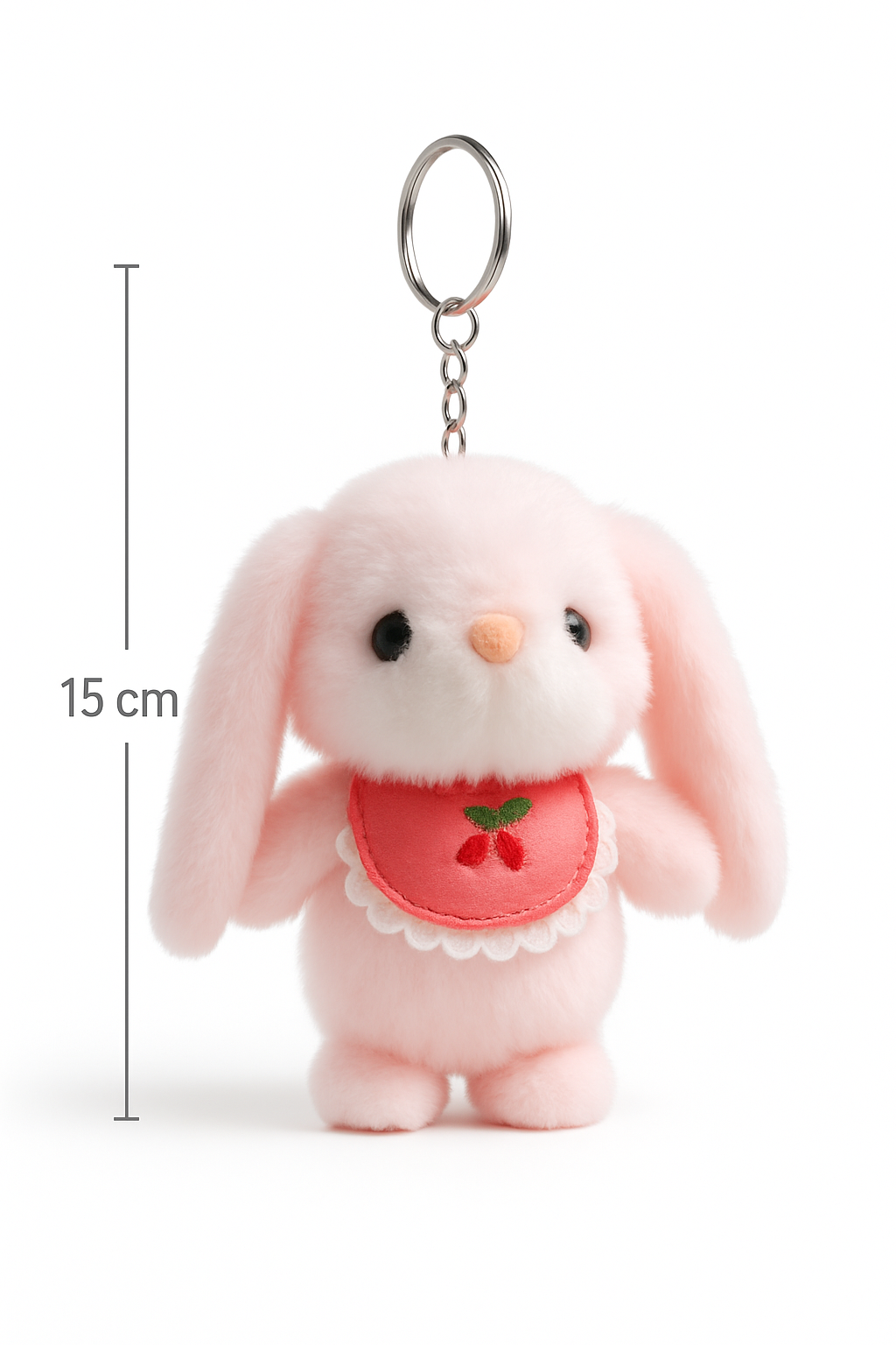 Pliušinis raktų pakabukas „Rožinis zuikutis“