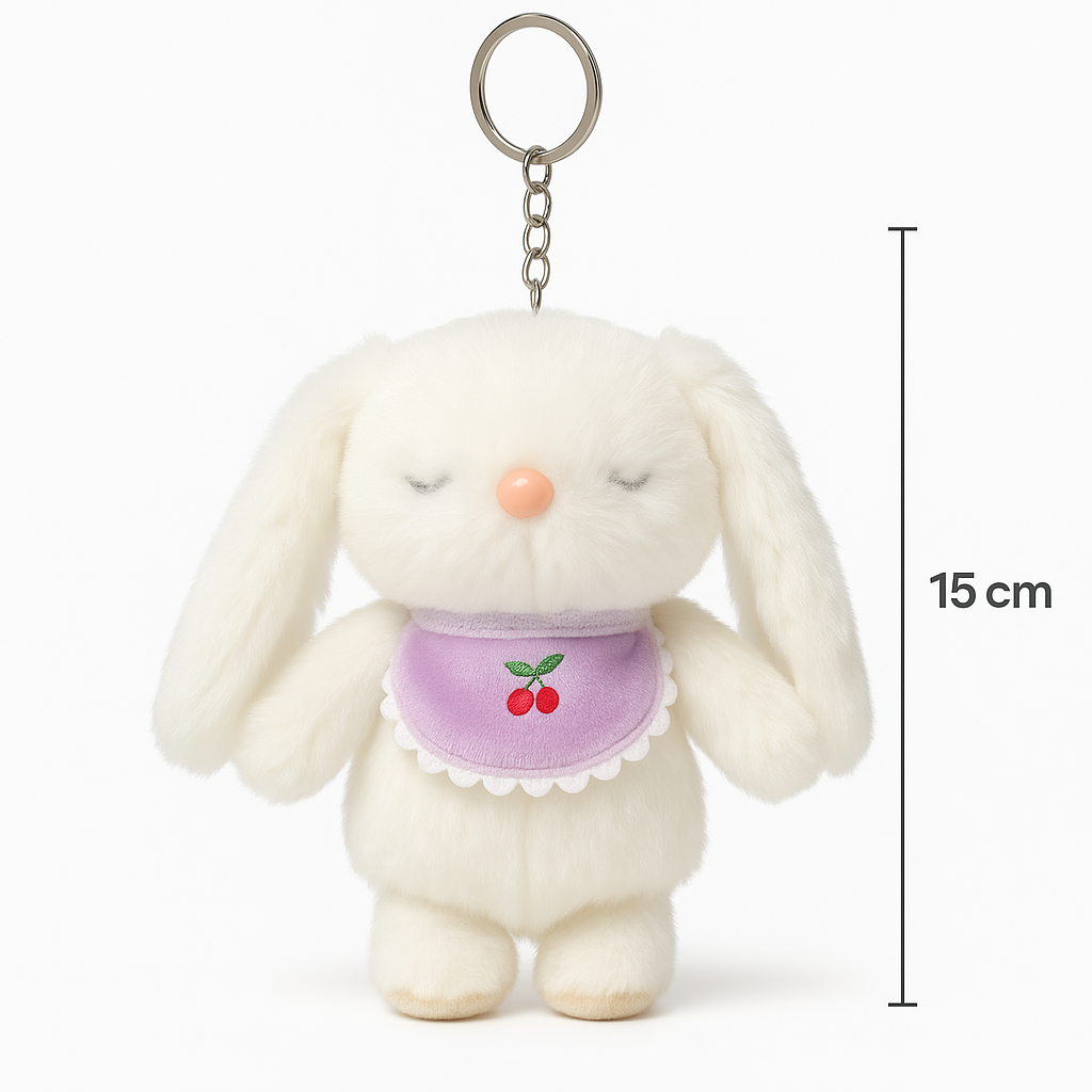 Pliušinis raktų pakabukas „Baltasis zuikutis“