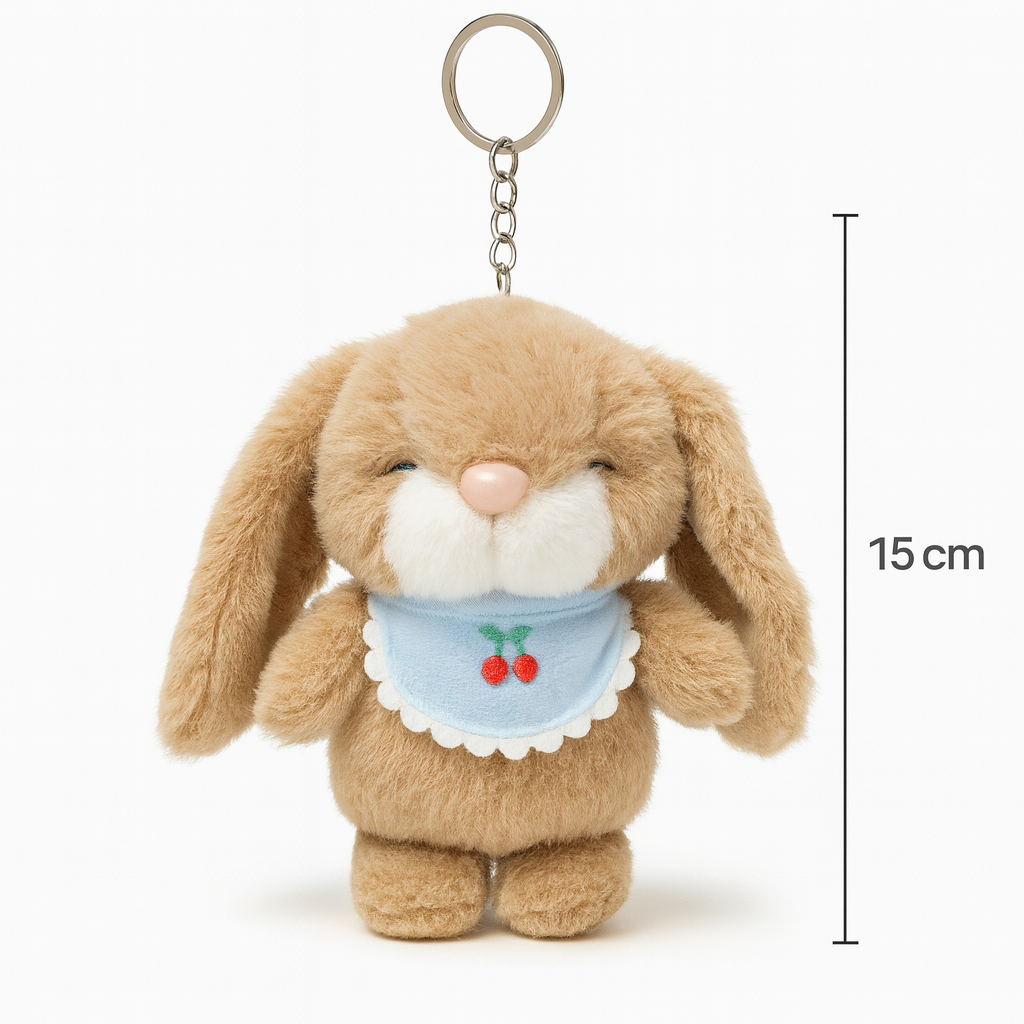 Pliušinis raktų pakabukas „Smėlio spalvos zuikutis''