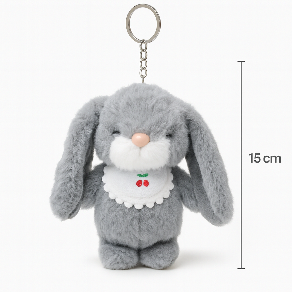 Pliušinis raktų pakabukas „Pilkas zuikutis“