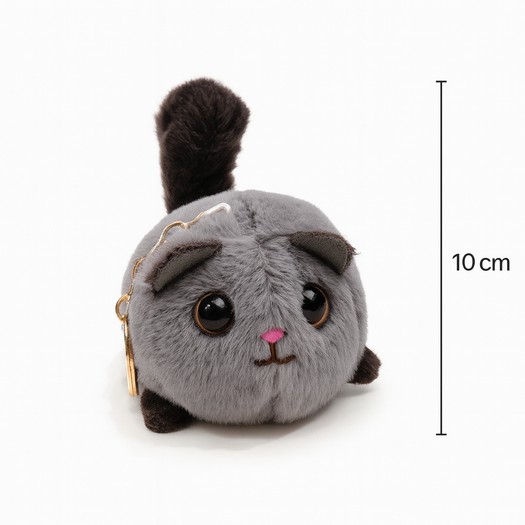 Pliušinis raktų pakabukas „Pilkas pūkuotukas“
