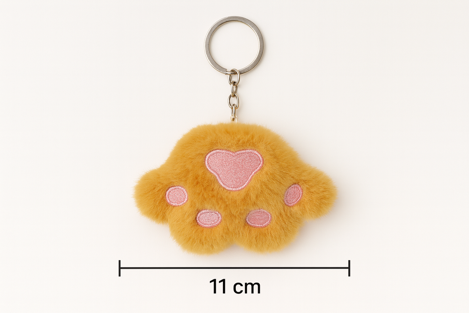 Pliušinis raktų pakabukas „Katės letenėlė“ – oranžinė