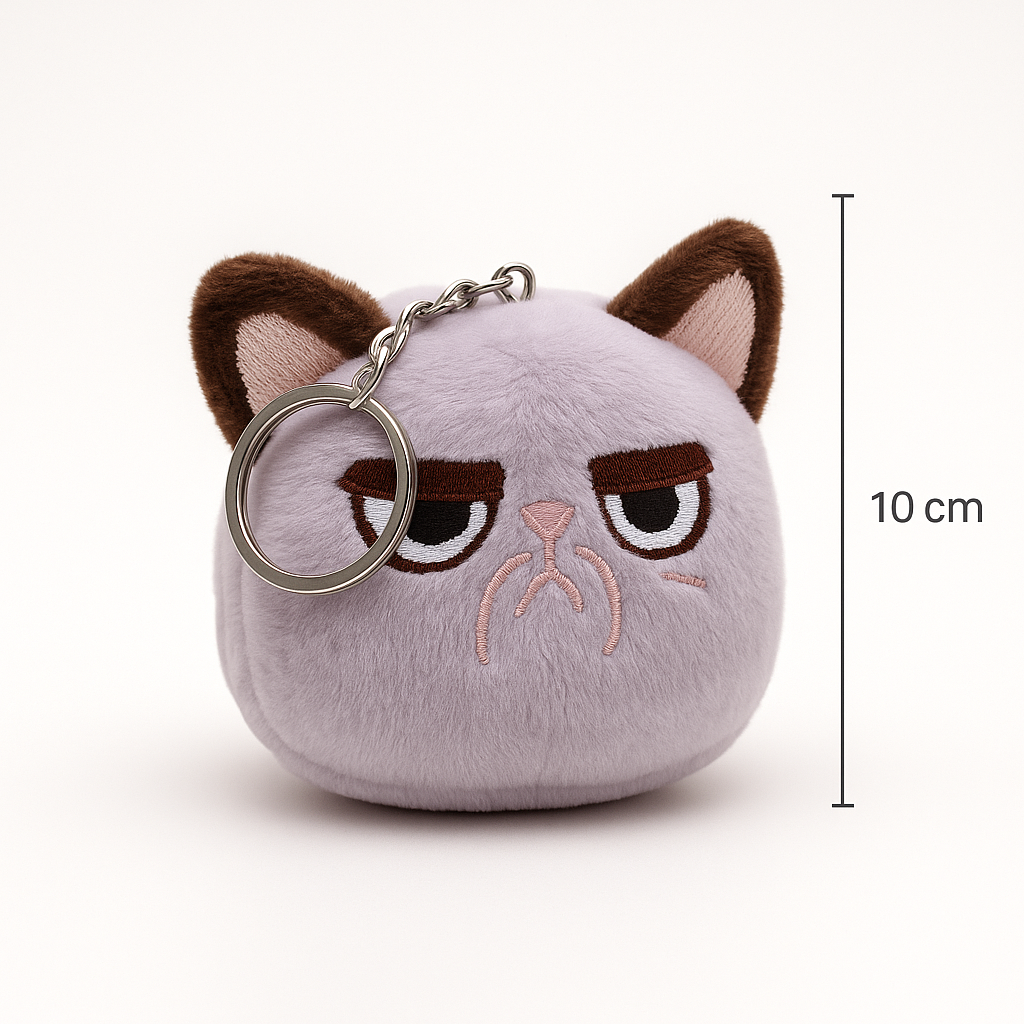 Pliušinis raktų pakabukas „Grumpy Cat“ – 10 cm