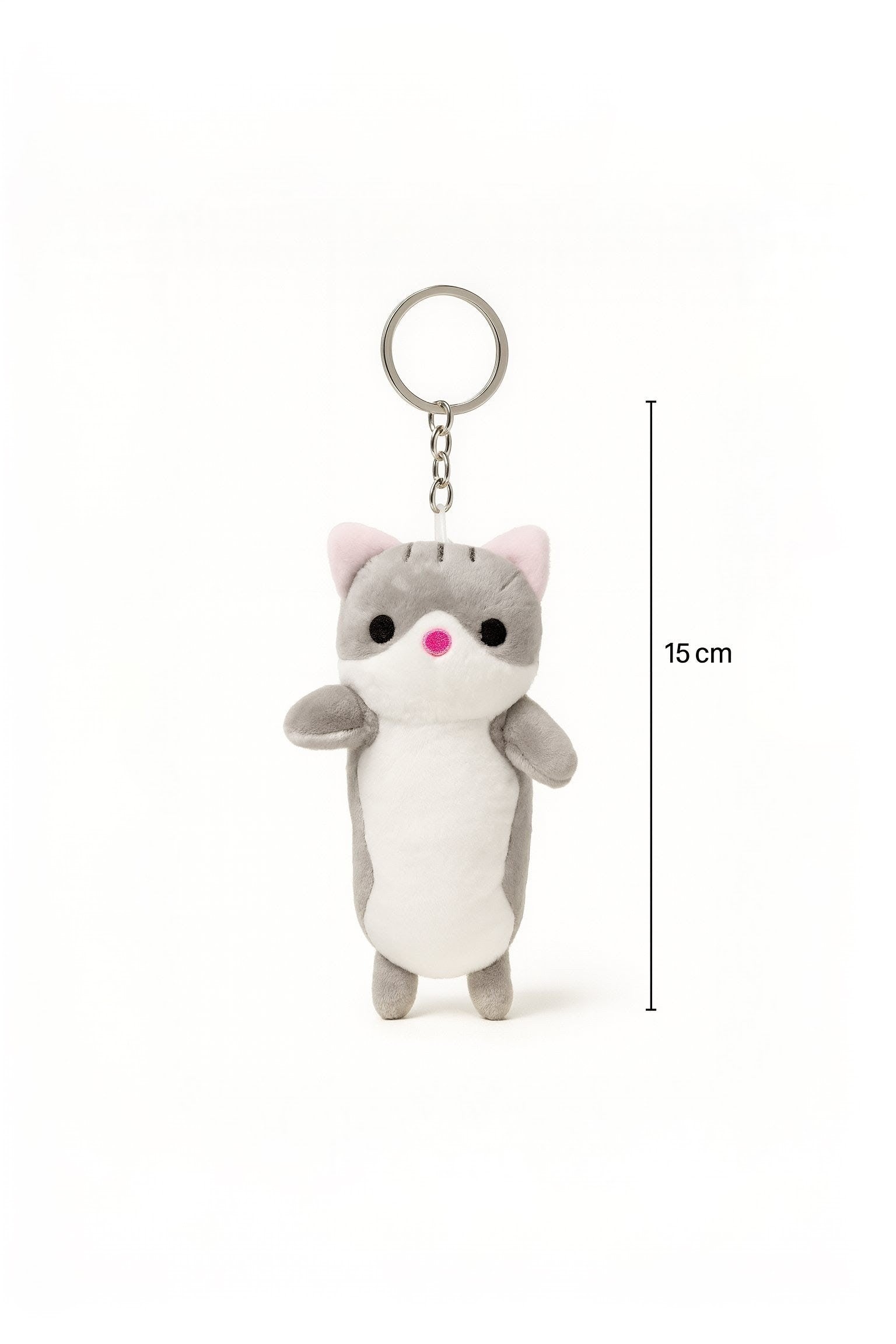 Pliušinis raktų pakabukas „Pilkas kačiukas“