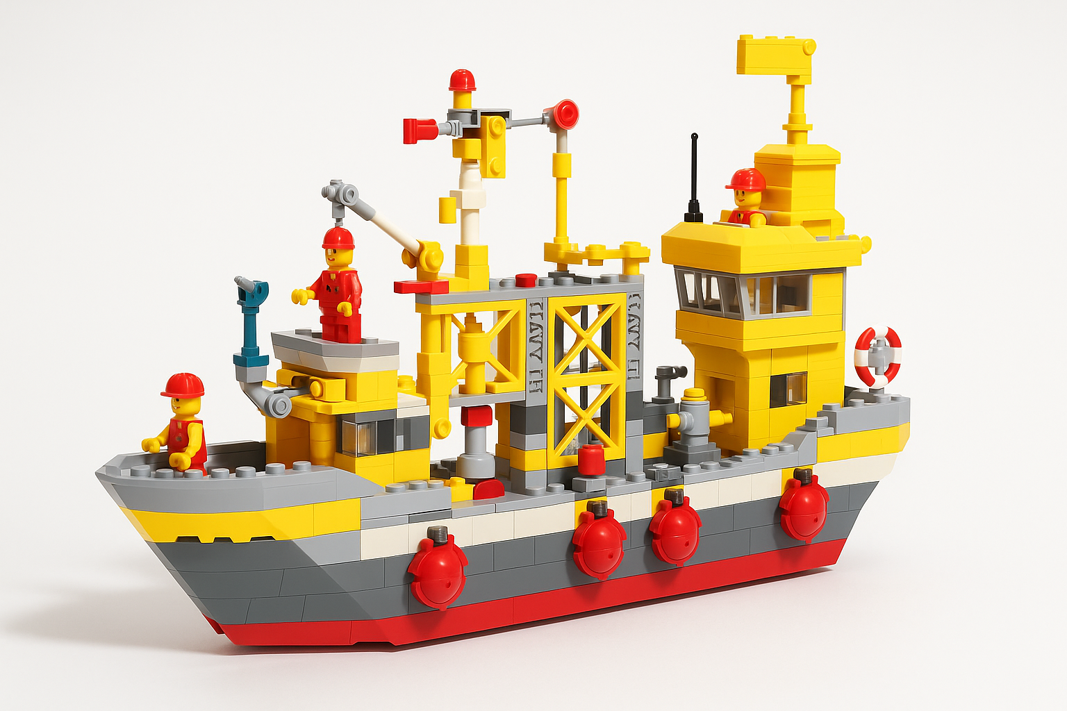 Statybinis konstruktorius – pramoninis laivas su figūrėlėmis