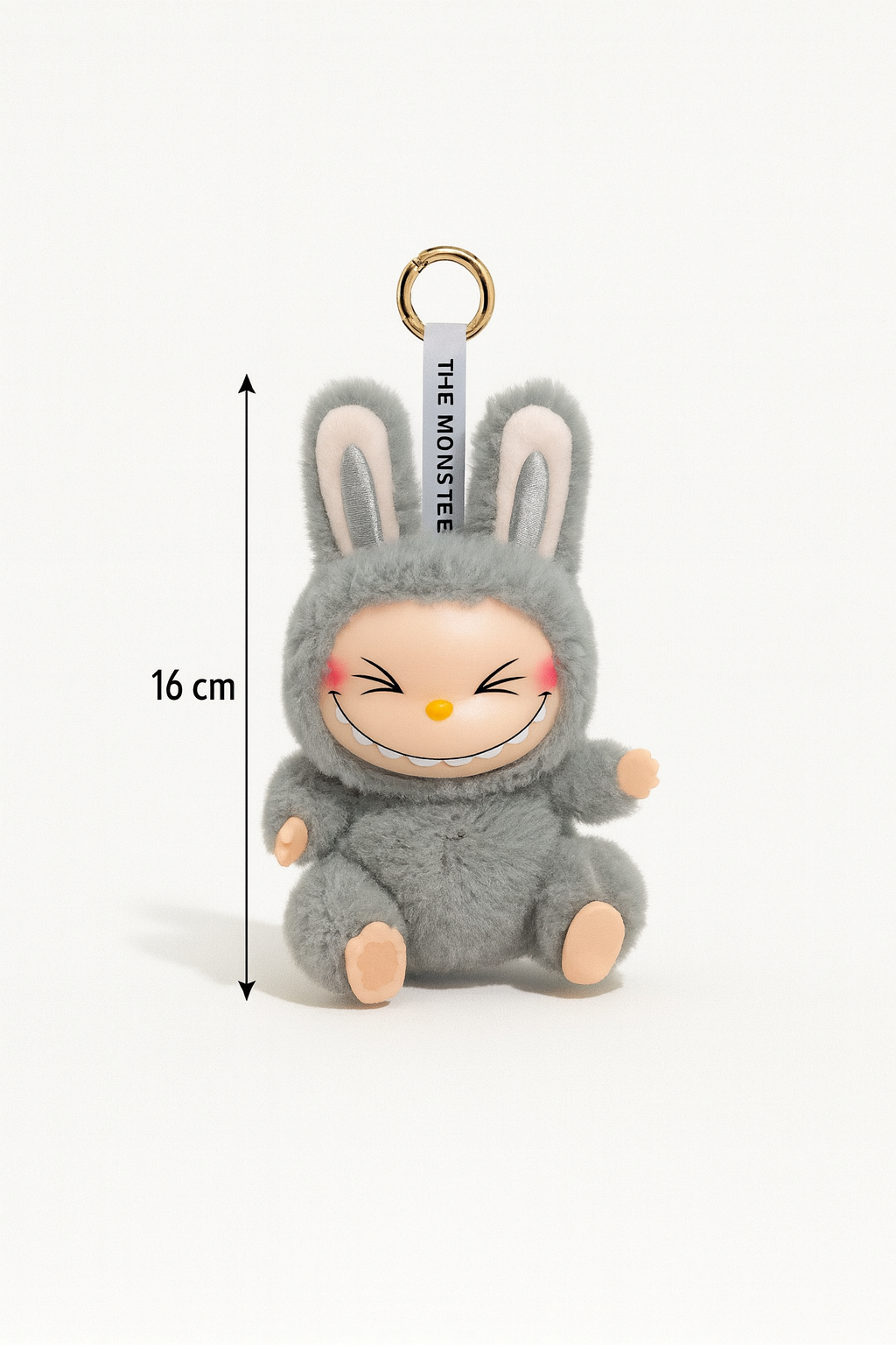 Pliušinis pakabukas „Labubu“ – pilkas