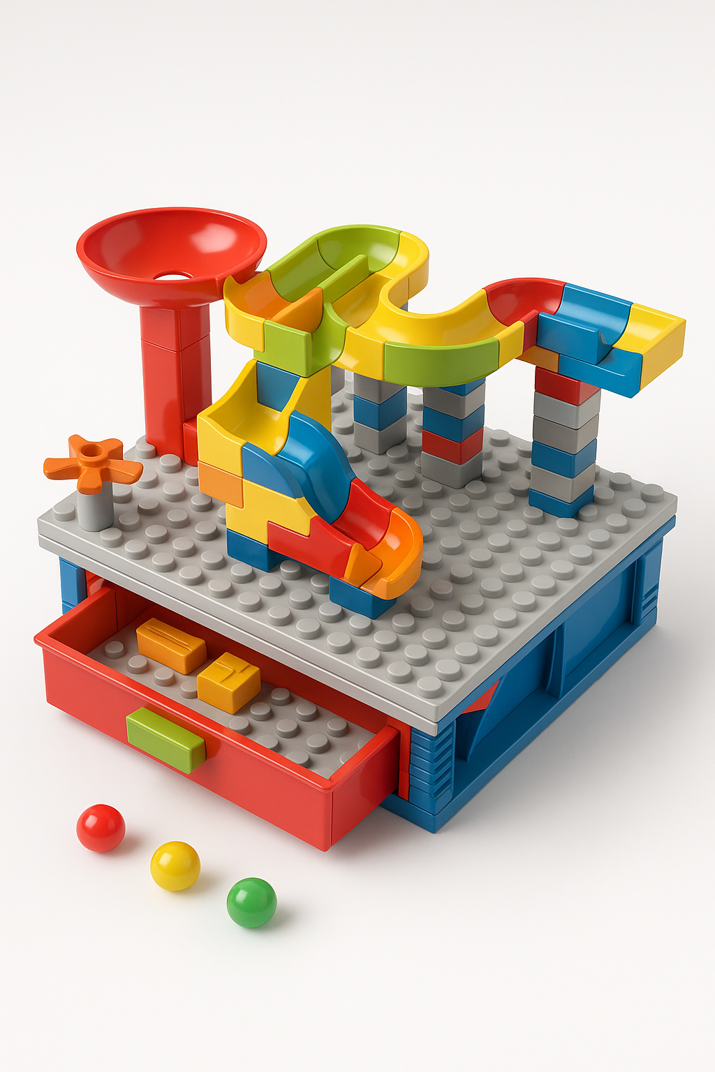 Spalvingas rutuliukų trasos konstruktorius  (58 detalės)