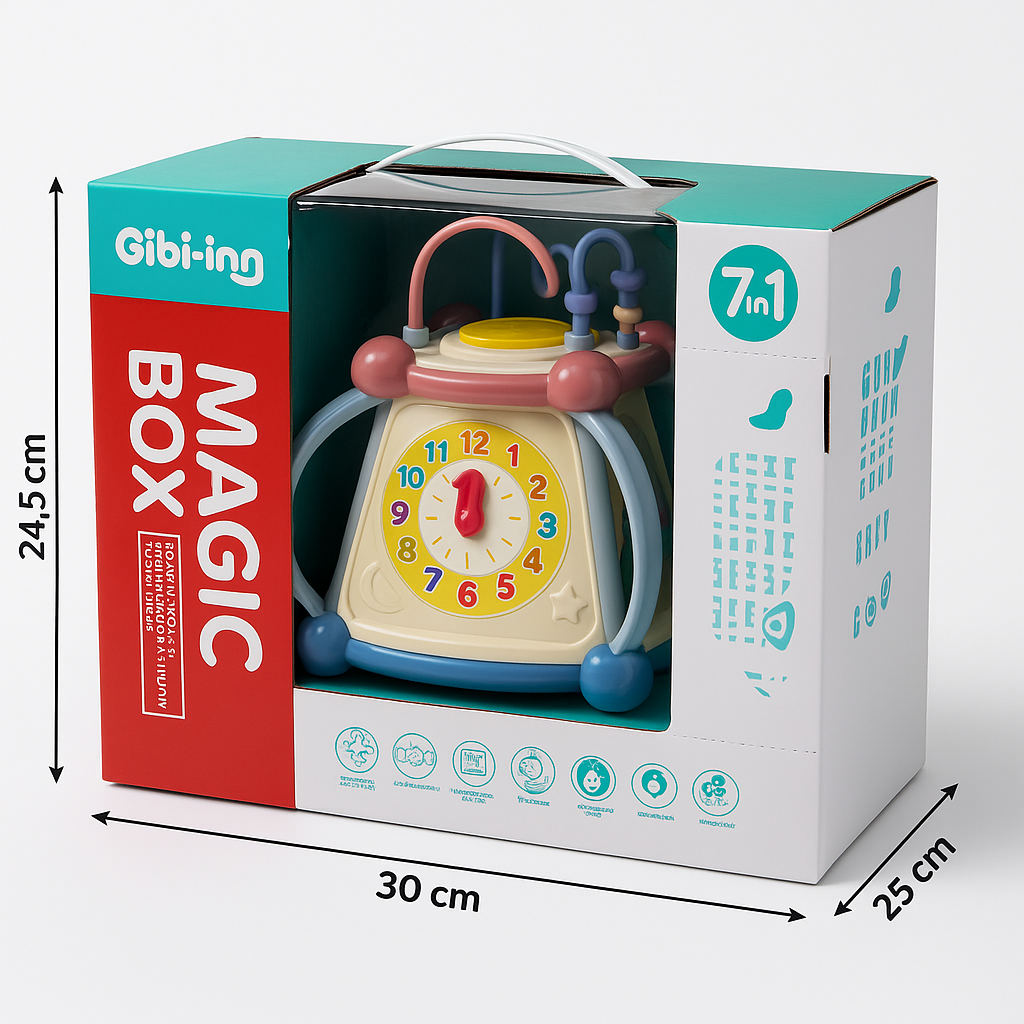 Išmanus lavinamasis žaislas su laikrodžiu ir formelėmis „Magic Box“ 7 in 1
