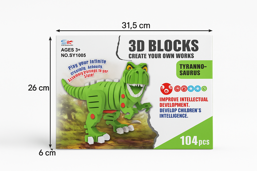 3D konstruktorius „Tyrannosaurus“ – lavinamasis dinozauras vaikams