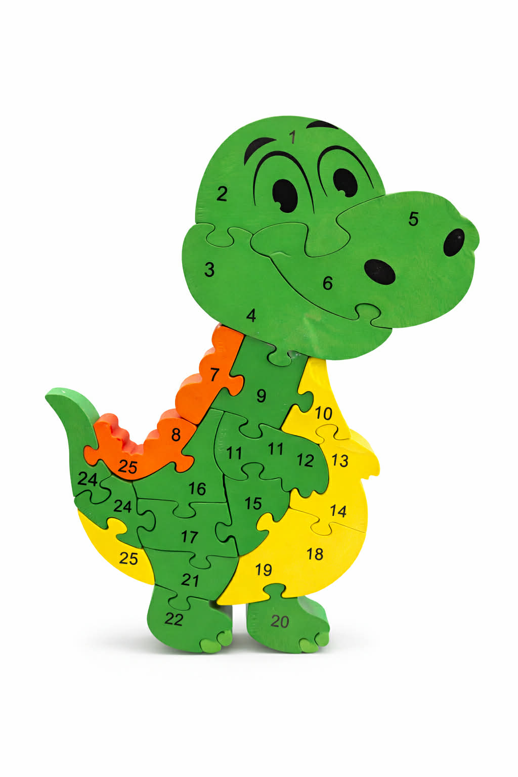 Medinė lavinamoji dėlionė „Dinozauras“ su skaičiais ir raidėmis