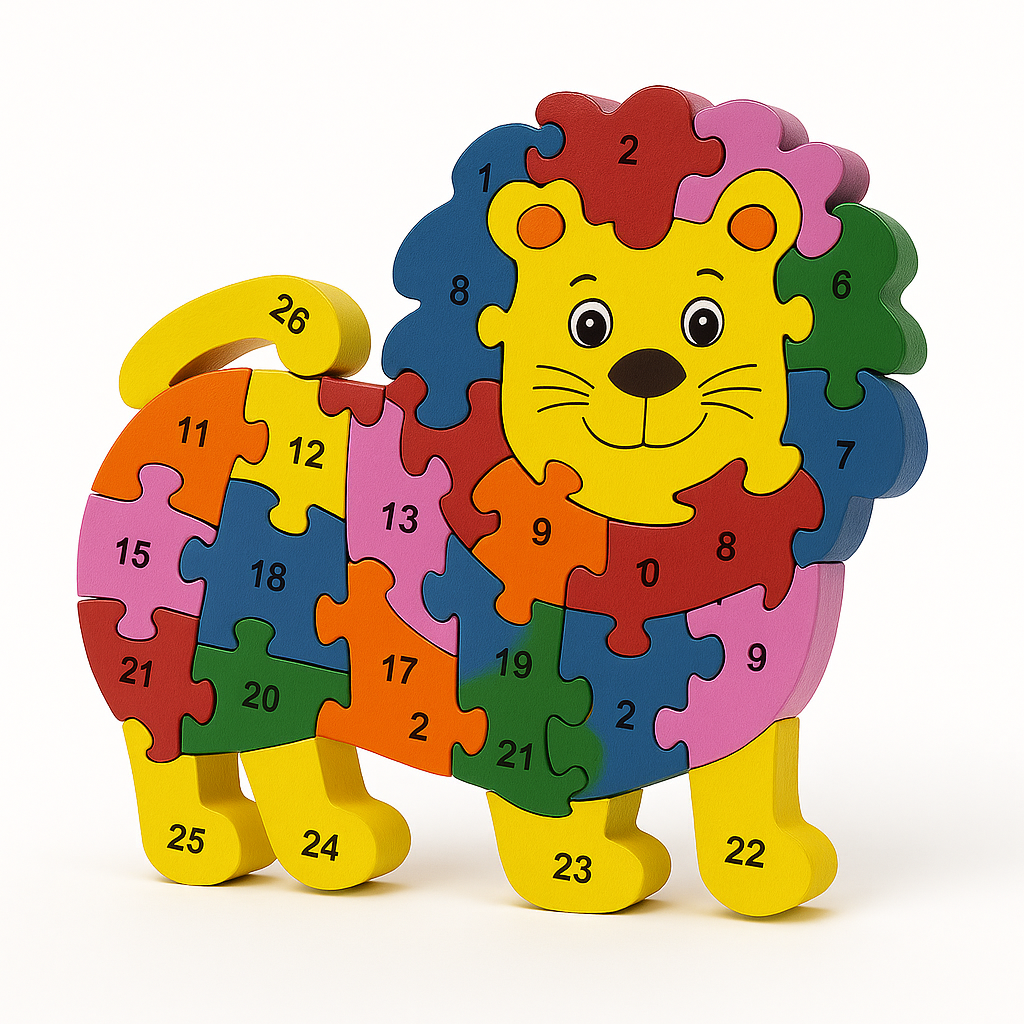 Medinė edukacinė dėlionė - Liūtas