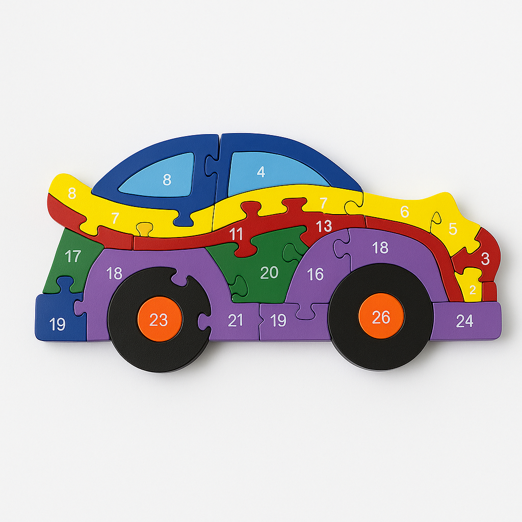 Medinė edukacinė dėlionė - Automobilis