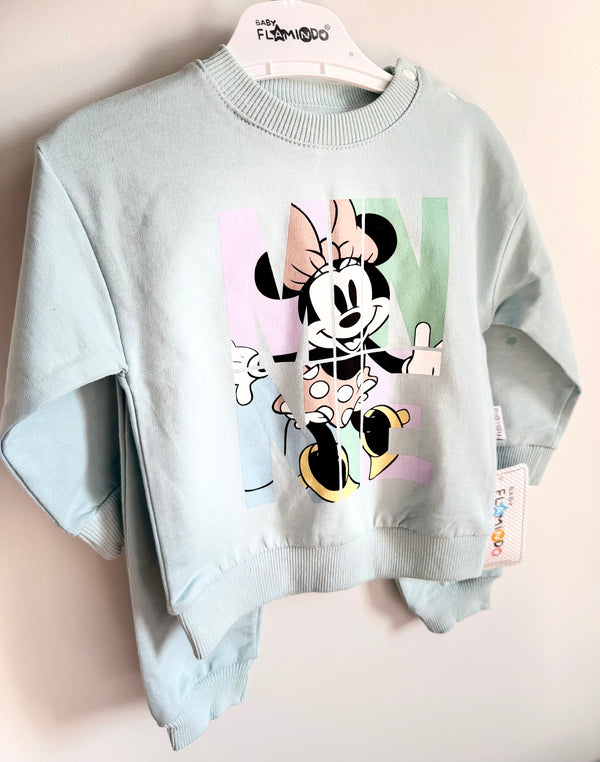 Unisex vaikiškas laisvalaikio komplektukas su Minnie - pastelinė mėtų spalva