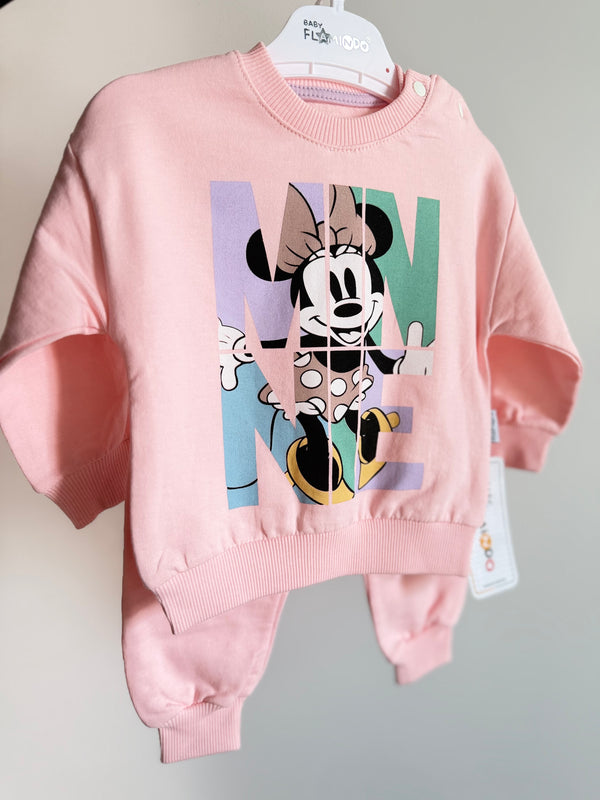 Vaikiškas laisvalaikio komplektukas su Minnie – pastelinės rožinės spalvos