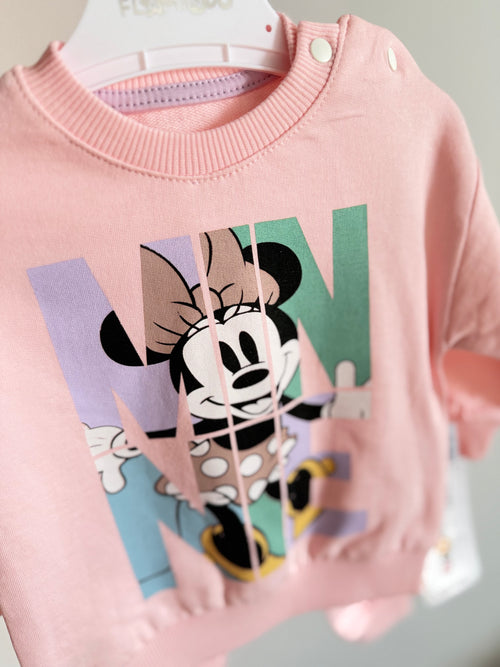 Vaikiškas laisvalaikio komplektukas su Minnie – pastelinės rožinės spalvos