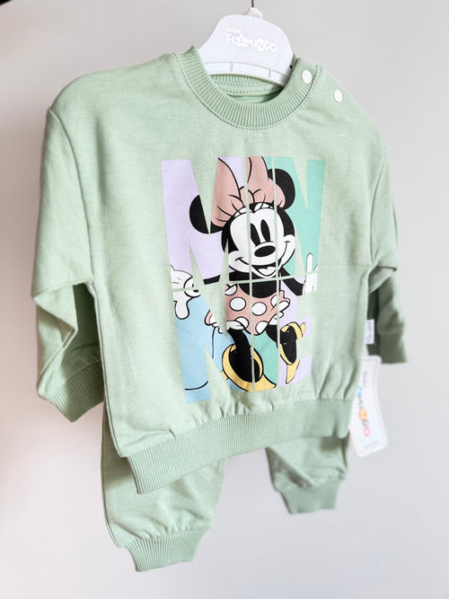 Unisex vaikiškas laisvalaikio komplektukas su Minnie – pastelinės šviesiai žalios spalvos